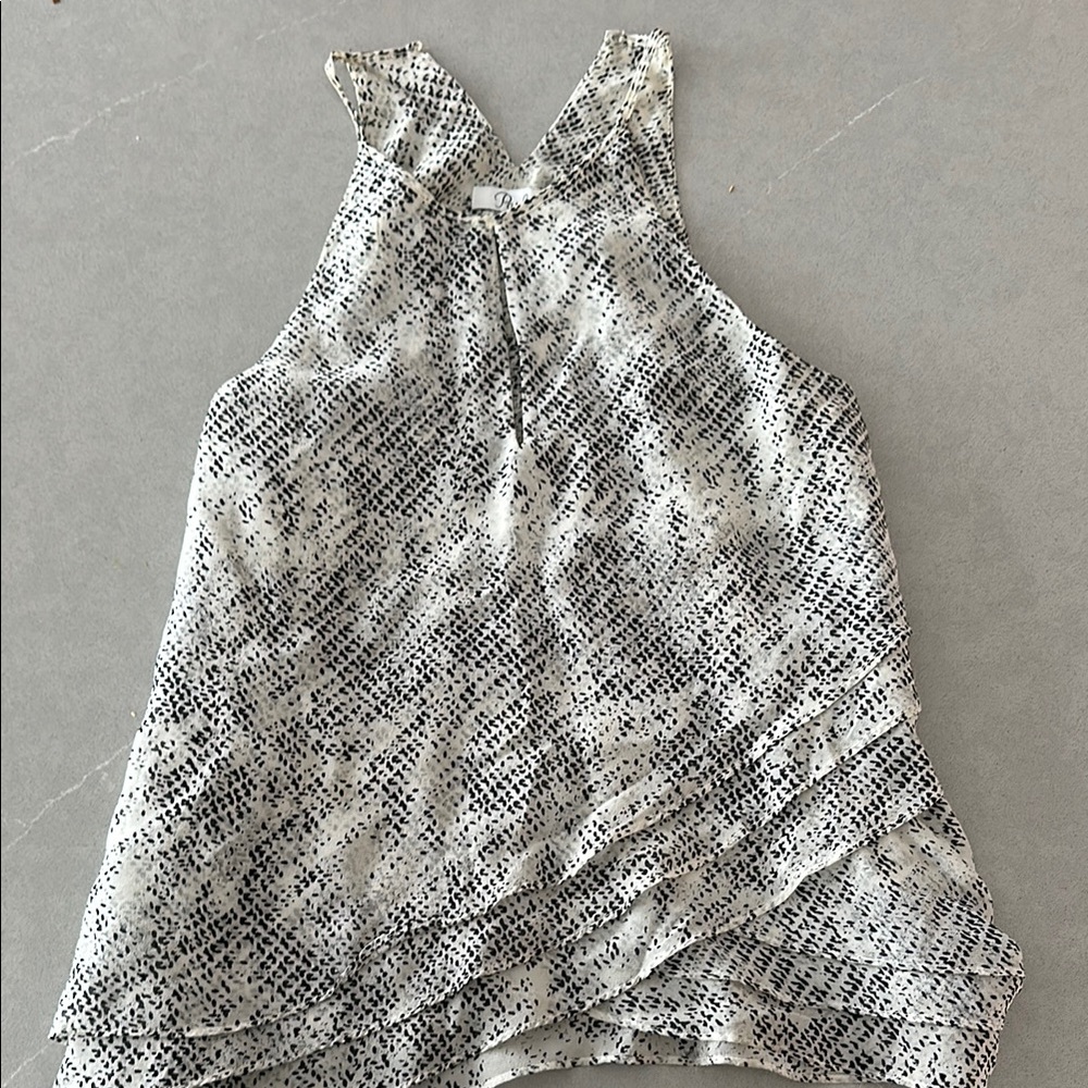 Parker Black and White Asymmetrical Halter Tank Top